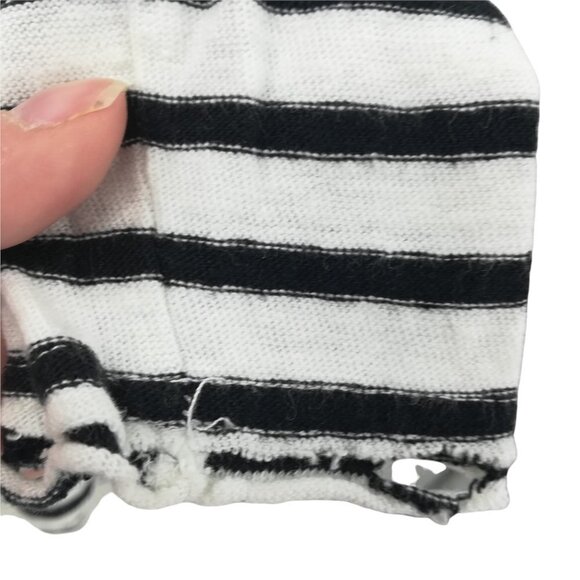 Lovestitch Linen Striped Shirt Size S Long Sleeve Distressed Lagonlook Hole Hem - Picture 10 of 12